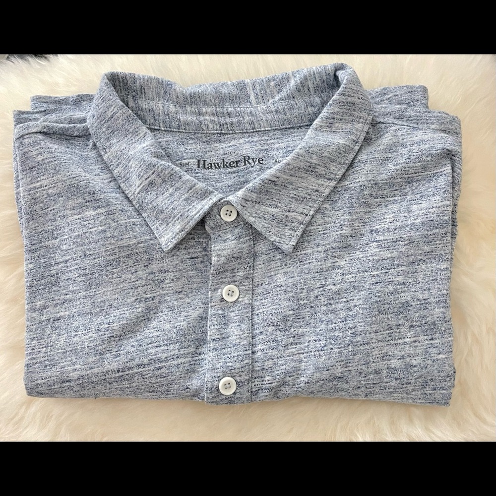 STITCH FIX HAWKER RYE Essential Collared Tee Polo XL Blue Melange Slim Fit
